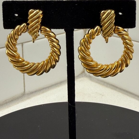 Napier Jewelry - Napier Gold Tone Twisted Hoop Earrings